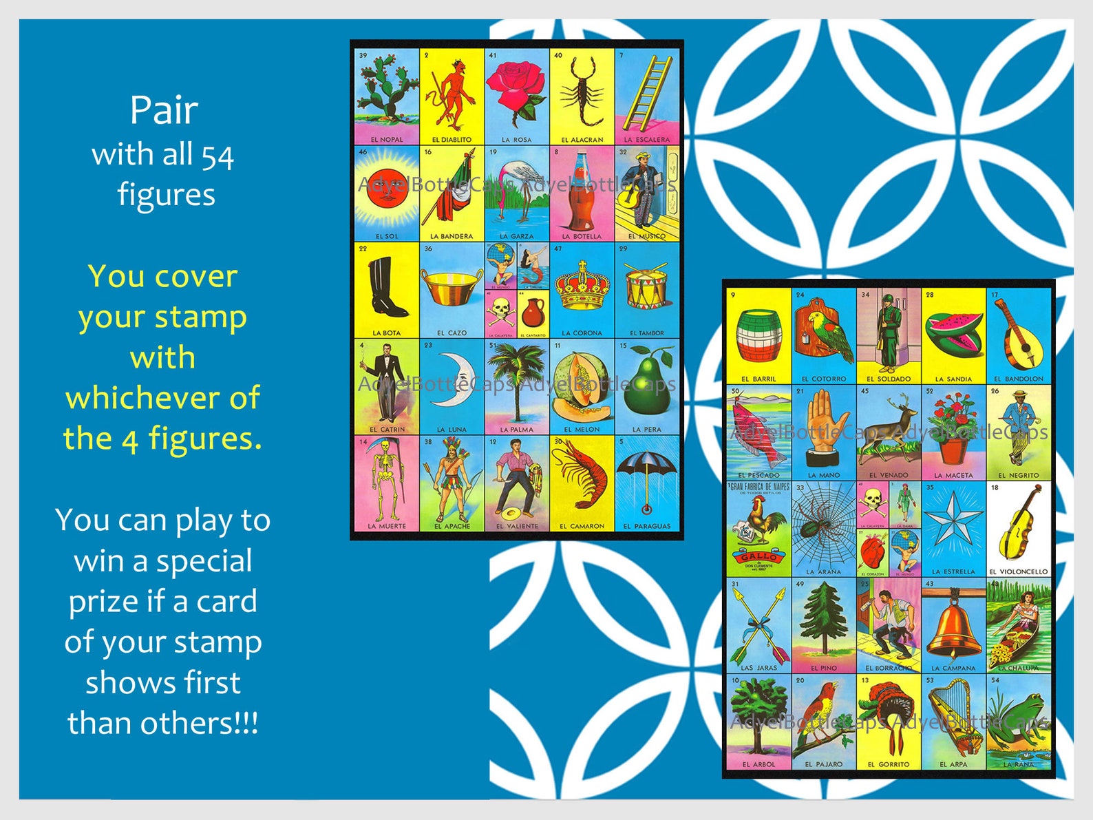 18 Loteria Cards 5 X 5 With Stamp TWO SIZES Digital Download Cartas