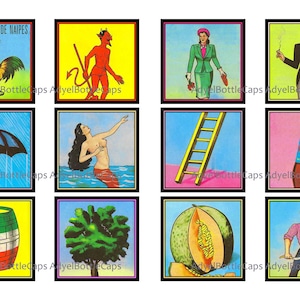 Loteria - 1" Quadrate Digitale Bilder - Bogen von 4x6 - Sie drucken - (Mexikanische Bingo) Machen Sie Ihr eigenes Handwerk INST-D 1 Zoll JPG PDF Karten Tablas