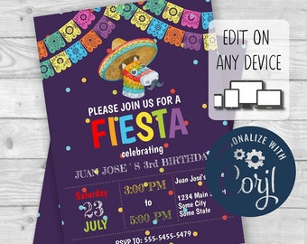 Mexican Invitation Fiesta Birthday Party Fiesta Invitation Etsy