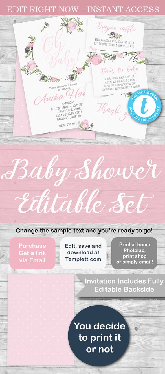 BABY SHOWER Set, oh baby shower , floral baby shower set, lovely baby shower, floral theme, baby shower floral, oh baby theme Il_570xn