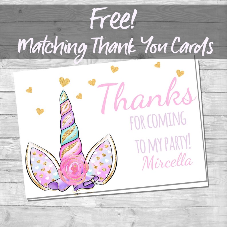 unicorn invitation unicorn party invites with thank you
