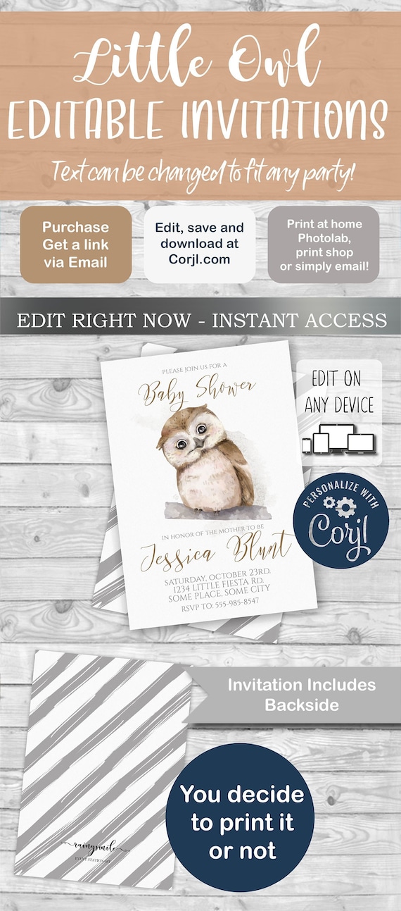 BABY SHOWER invitation, owl invitation, baby owl, watercolor invitation, watercolor invite, baby shower owl, owl invite, watercolor invite Il_570xn