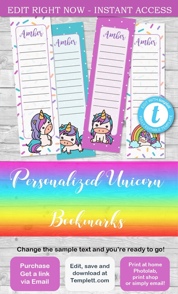BACK to SCHOOL bookmarks, student gift, unicorn bookmarks, personalized bookmarks, personalized student gift, customized bookmarks, diy book Il_570xn