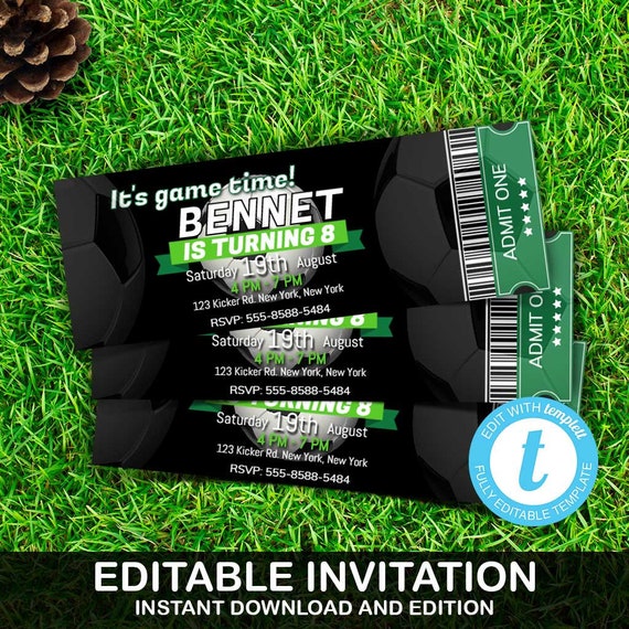 Soccer Ticket, Soccer Invite, soccer invitation, football ticket, soccer party, football invitations, football invitation, football party Il_570xn