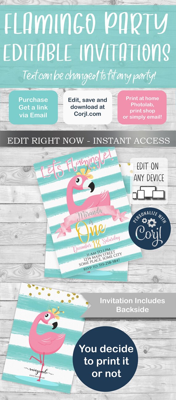Flamingo Invitation, Flamingo birthday Party, tropical invitation, pink flamingo, flamingle invites, flamingo party, flamingo theme Il_570xn