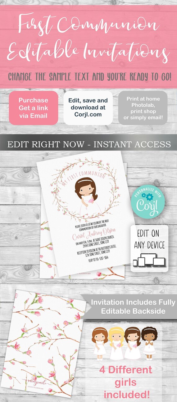 Communion Invitation, First Holy Communion, Girl Communion, communion invite, 1st communion, 1st communion invite, communion invites Il_570xn