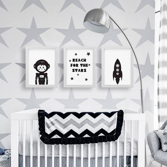 Set of 3, Scandinavian Prints, Monochrome Wall Art, Children Room Wall Art, Space wall art, Quote Digital Print, wall art, set 3 wall art Il_570xn