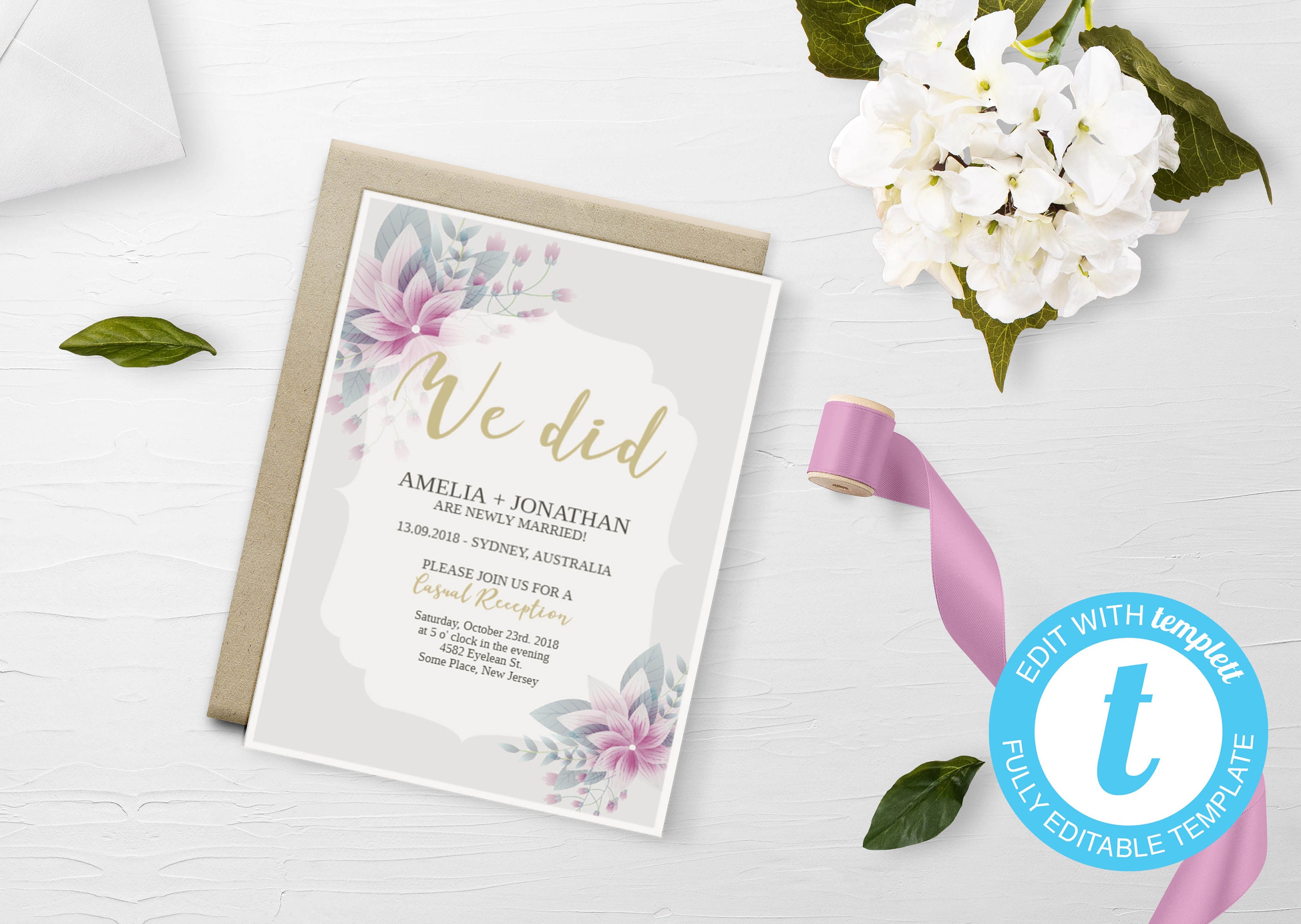 Elopement Invitation We Eloped Eloped Announcement Eloped Etsy