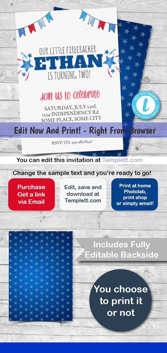 LITTLE FIRECRACKER invitation, firecracker invite, patriotic invitation, firecracker birthday, 4th of july invitation, fourth of july Il_570xn