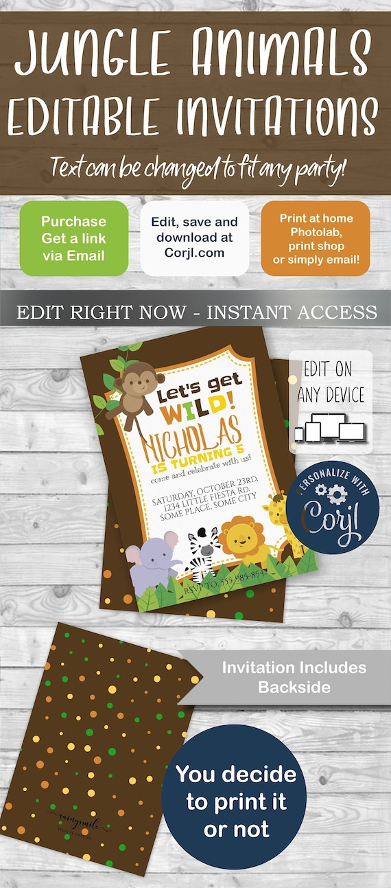 Jungle Invitation, Jungle birthday, Jungle party Invite, Invitations, jungle invite, safarin invite, safari party, jungle party Il_570xn