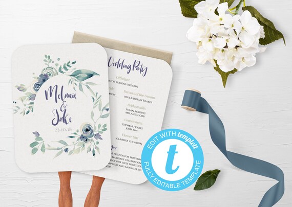 WEDDING FAN, wedding fan program, wedding program, wedding program fan, wedding template, fan template, diy fan program, wedding programs Il_570xn