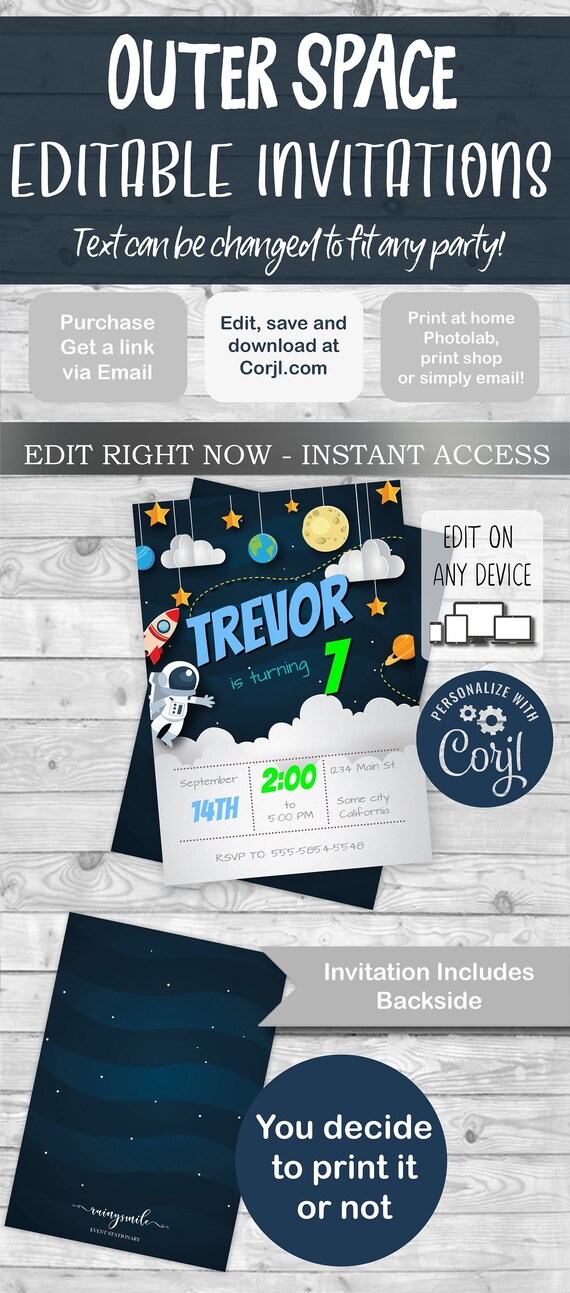 SPACE Invitation, SPACE Birthday , Space party ,Planets Party, Space Invite, Printable Invitation for Boy, Space decor Il_570xn