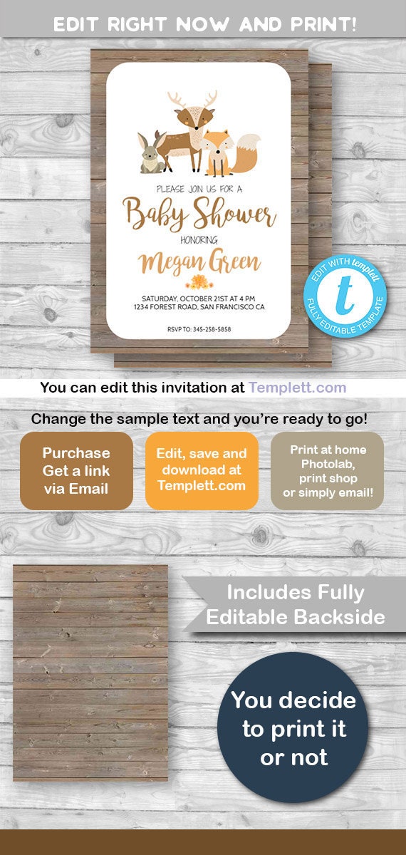 forest baby shower invitations