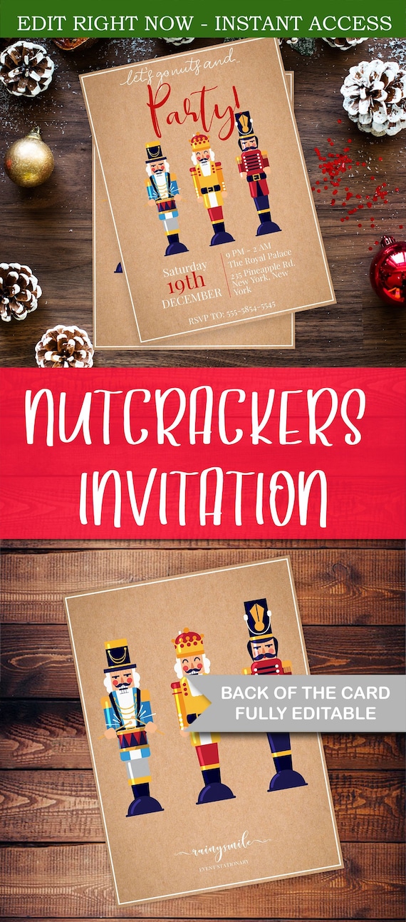 Nutcracker Invitation, editable Christmas invite Il_570xn