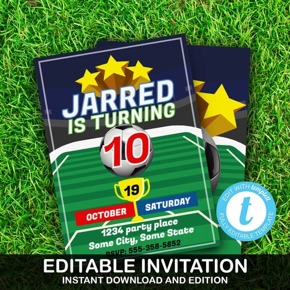 Soccer Invitation Soccer Invite Football Party Soccer Party