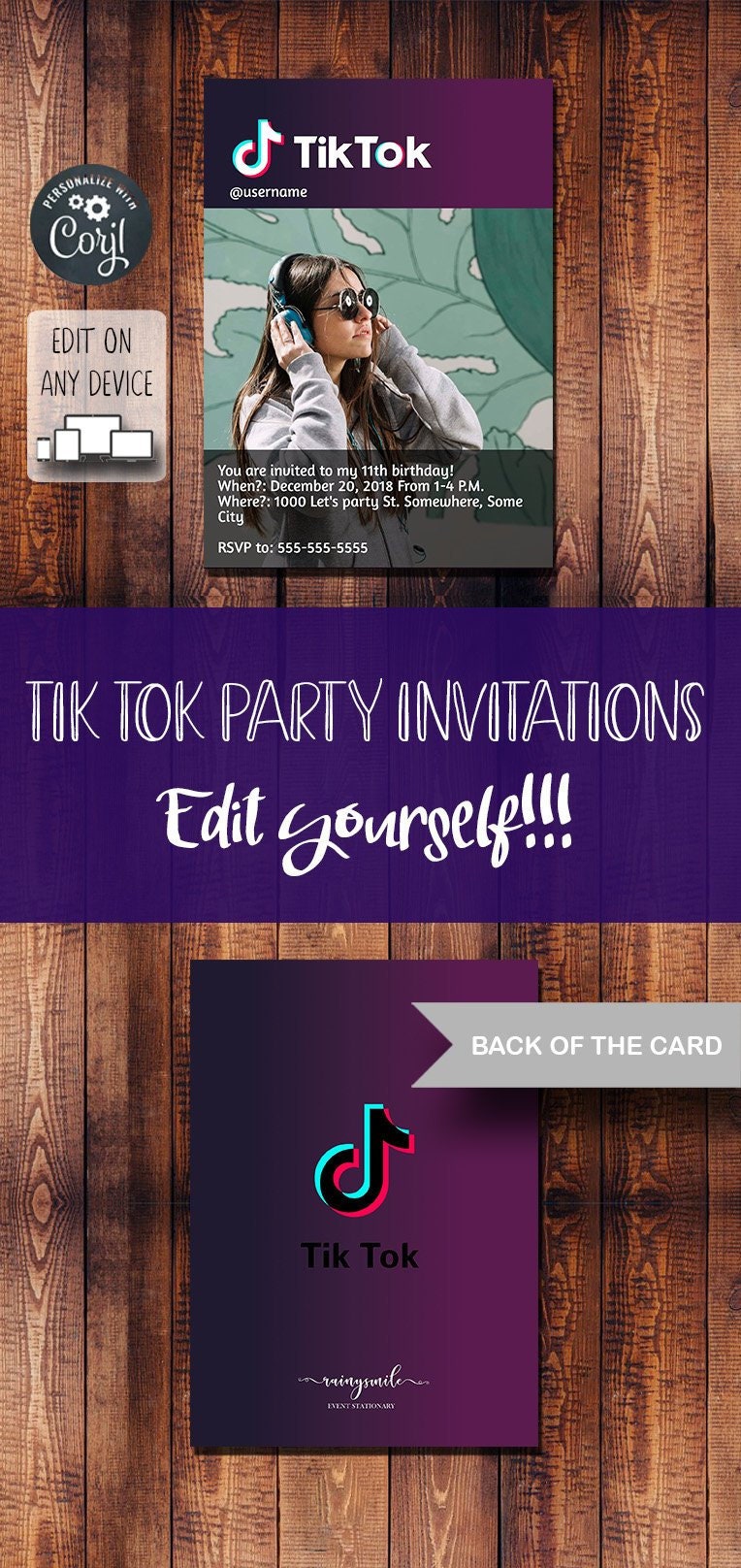 Tik Tok Printable Invitation musically invites Digital File | Etsy