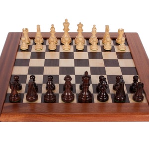 Solid Hardwood Chess Board, Chess Pieces & Box