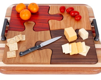Puzzle Cutting Board and Optional Tray