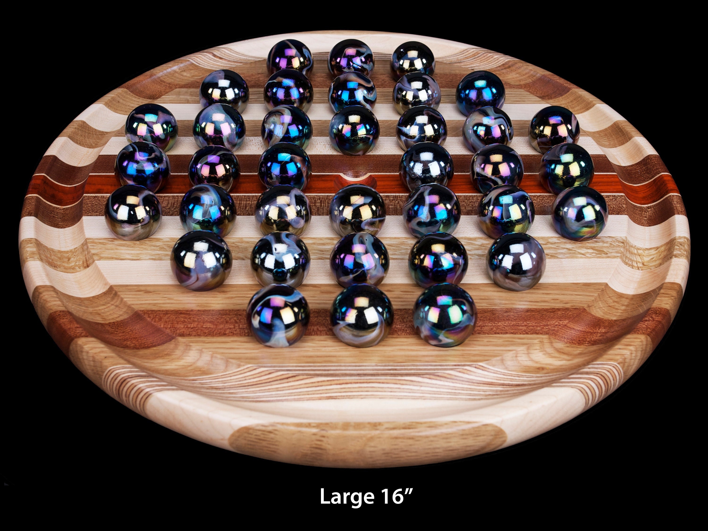 WE Games Solid Wood Marble Solitaire Game, Blue Glass Marbles Game, Marble  Board Game, Wooden Games, Table Games, Home Decor, Marble Game Great for