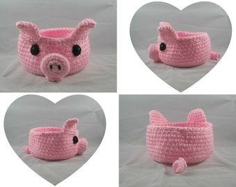 Crochet Pig Bowl / Container Pattern  This is a PDF pattern only-instant download