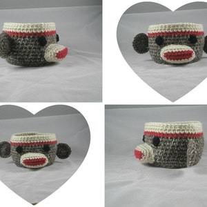 Crochet Sock Monkey Bowl / Container Pattern  This is a PDF pattern only-instant download