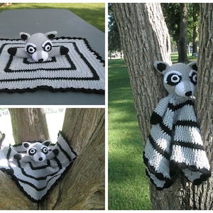 Raccoon Lovey-Security Blanket Crochet Pattern - Instant download- Pattern only - PDF