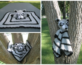Raccoon Lovey-Security Blanket Crochet Pattern - Instant download- Pattern only - PDF
