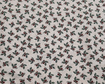 Vintage Christmas Holly Quilting Cotton Fabric 2yds Small Motifs