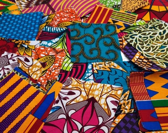 African print fabric scrap bag 9oz mix of sizes and fabrics all 100% Cotton approx 1.5 yards