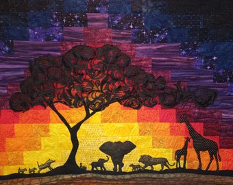 Sunset Africa quilt pattern 34" by 26"high