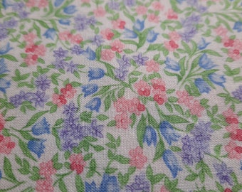 Makower UK Fabric Cotton 1.25yds Flowers Tulip Floral Pink Blue Purple Dainty