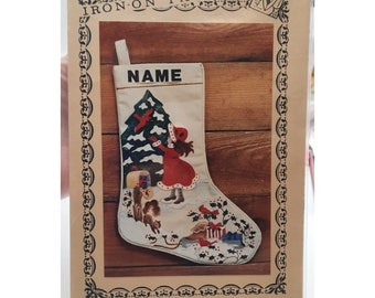 Vintage Bee Hive #44110 Girl With Tree Iron On Pattern Christmas Stocking