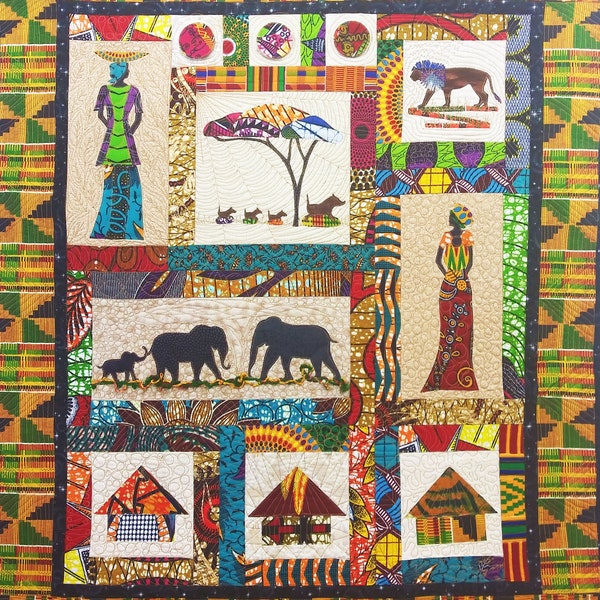 African quilt pattern for African Windows 37" by 44"