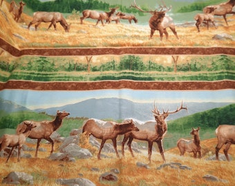 Vtg Breaking Light Outdoor Deer Fabric Nancy Glazier Wilmington Prints 1.25yds x 45"