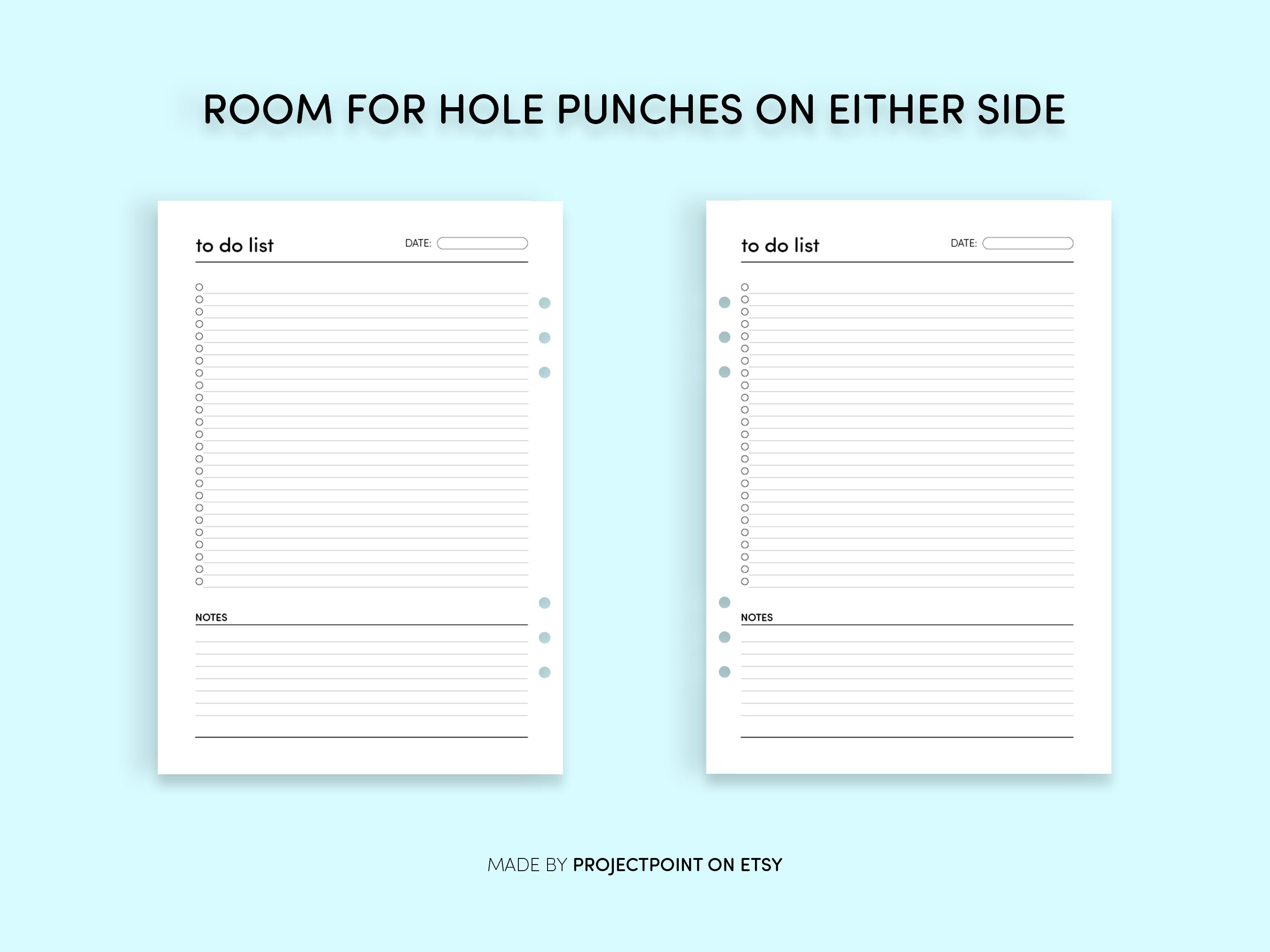 To Do List With Notes, Plan and Note Printable, Productivity Planner ...