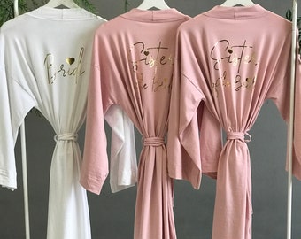 Butter soft Bridesmaid robes for tall girls/women. Sister of the bride, mother of the groom/bride long personalized robes in gold/heart.