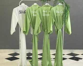 Light green Personalized Bridesmaid satin robes bridal robe & bridal party robes/ Assorted colors/ High quality ankle length silk robes.