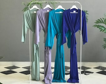 Very long Bridesmaid robes for tall girls Personalized robes for the Bridal party Mother of the Groom/Bride in softest lavender cobalt blue