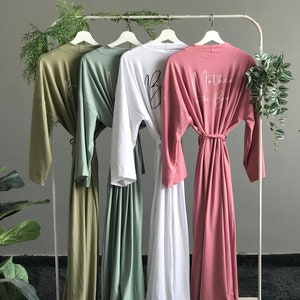 Really long ankle and calf length robes for bridesmaids and mother of the groom Super soft and stretchy Personalized wedding party robes