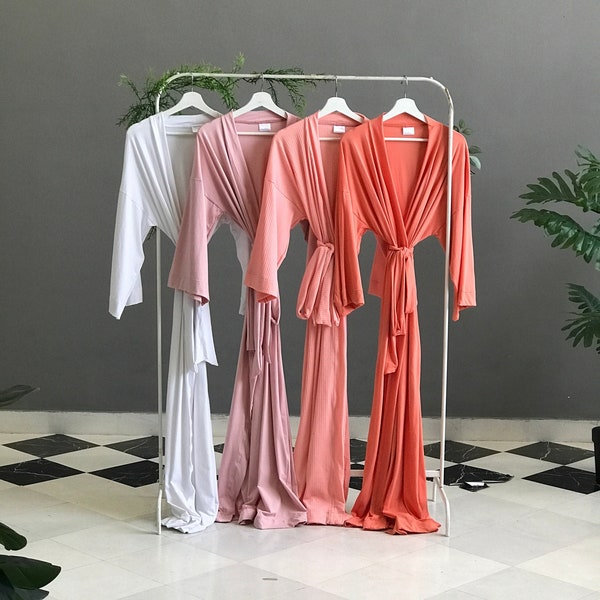 Very long Bridesmaid robes for tall girls Personalized robes for the Bridal party Mother of the Groom/Bride in softest Mauve Coral Salmon