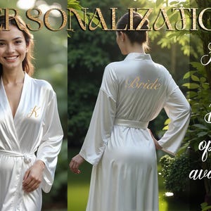 a woman wearing a robe and a robe with a name on it