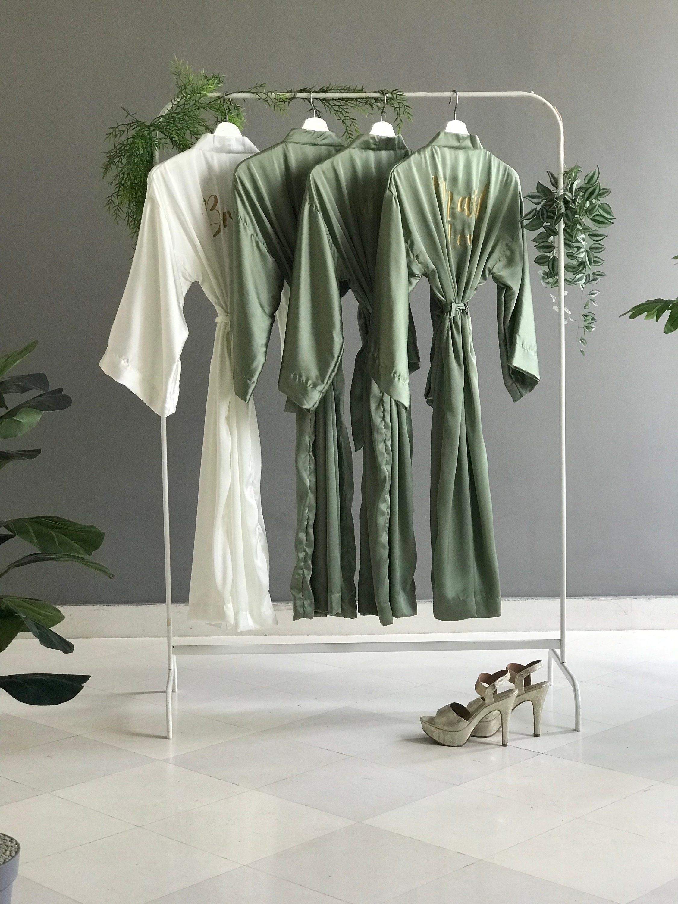 Olive green Personalized Bridesmaid satin robes bridal robe & bridal party robes/ Assorted colors/ High quality ankle length silk robes.