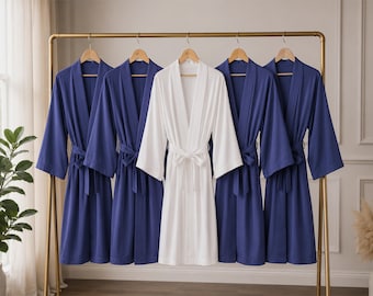 Blue Bridesmaid robes, set of 5, 4, 3, 2, 6, 7, 8, 9, 10 Embroidered monogrammed.