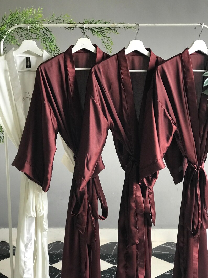 Rackl Robe Soft Silky Satin Long Personalized Bridesmaid Robes in Chocolate ...