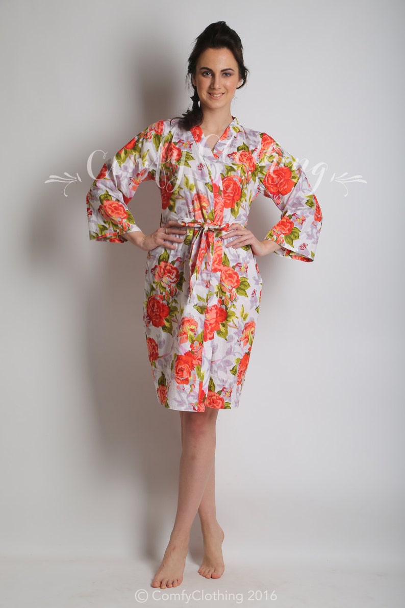 Floral kimono crossover robe beach cover up dressing up robe maid of honor spa robe party shower Bridesmaids bridal