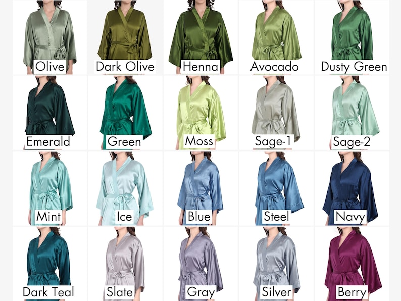 a group of women's robes in different colors