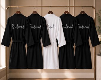 Cotton Bridesmaid robes, set of 5, 4, 3, 2, 6, 7, 8, 9, 10 Embroidered monogrammed.