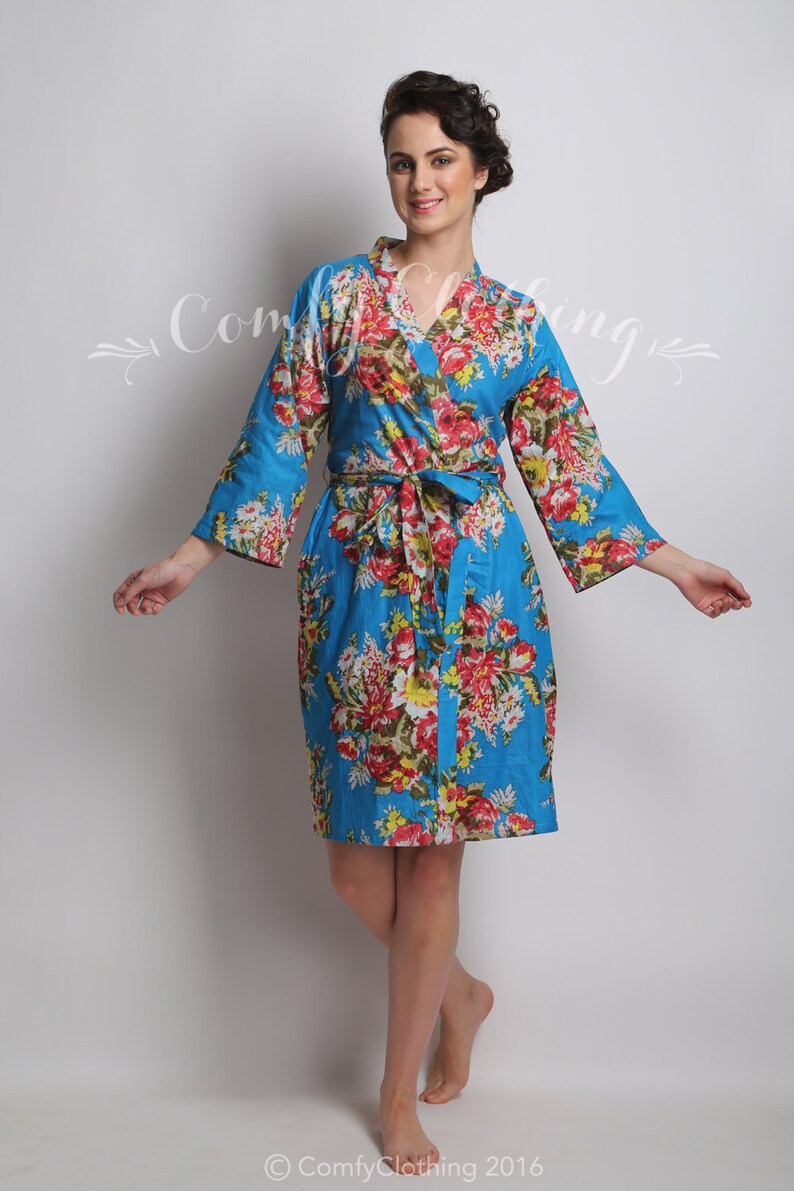 Monogram Gift Sky Blue Wedding Day Getting Ready Bridal Pyjama Maid Of Honor Robe Custom Bride Robe Blue Bridesmaid Robe Custom Robe