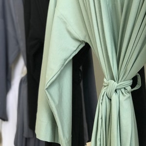 Butter soft stretchy very long Bridesmaid robes for Bridal party getting ready and lounging in Sage Dusty Blue Black White. image 6