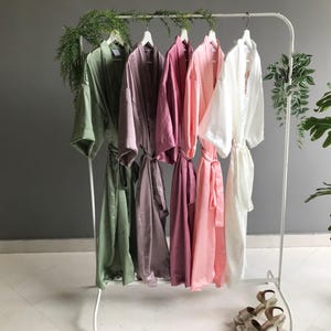 Long Satin Robes for Bridesmaids, Proposal Box, Personalized Gifts, Ankle and Calf length customized robes available only at Vanilla Sky